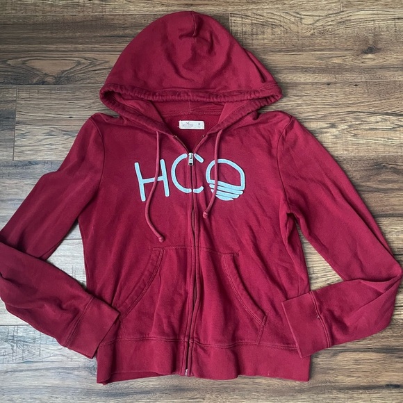 Vintage Hollister‎ Womens Embroidered Full Zip Hoodie Medium Y2K Preppy Casual - Picture 1 of 6